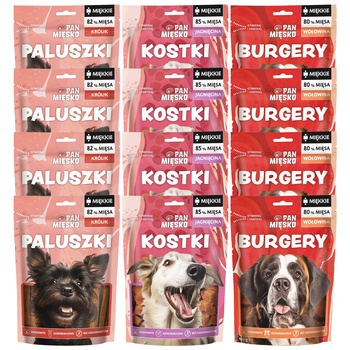 PAN MIĘSKO Naturalny Smakołyk przysmak dla psa mix smaków 12 x 100g