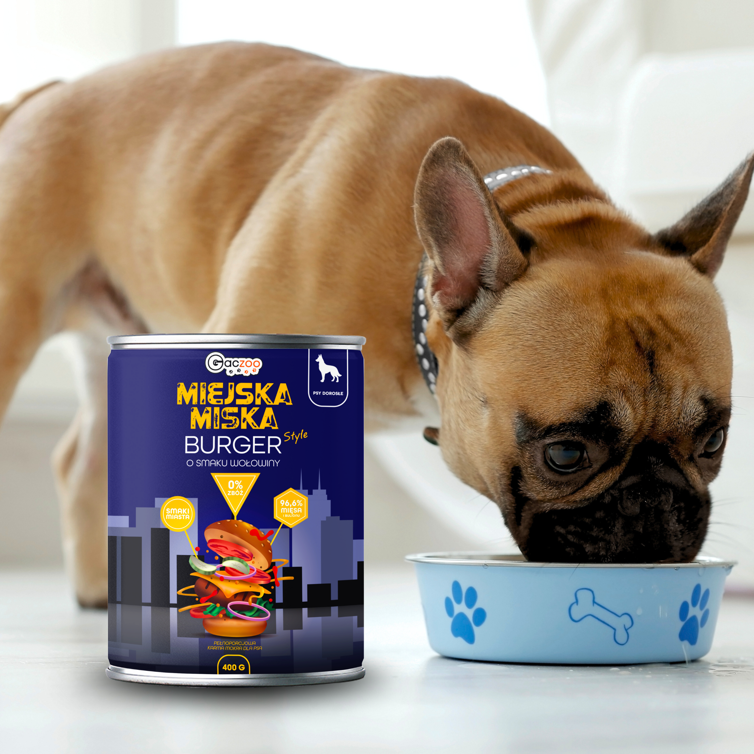 Gaczoo Miejska Miska bezzbożowa karma mokra dla psa Burger Wołowy 400g Burger_wolowy_400g_-_Pies__puszka