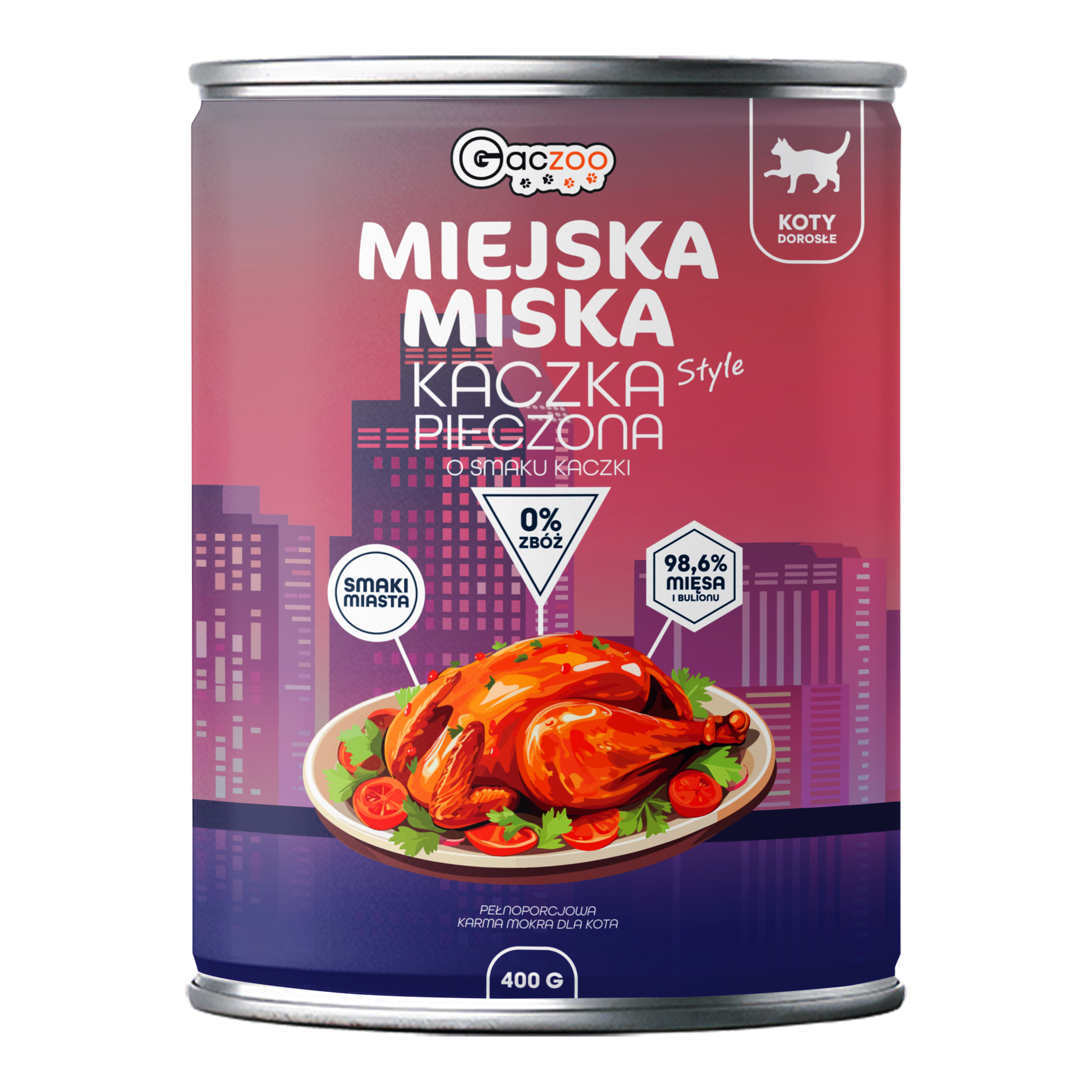 Gaczoo Miejska Miska bezzbożowa karma mokra dla kota Kaczka Pieczona 400g kaczka_STYLE_400g_-_przod