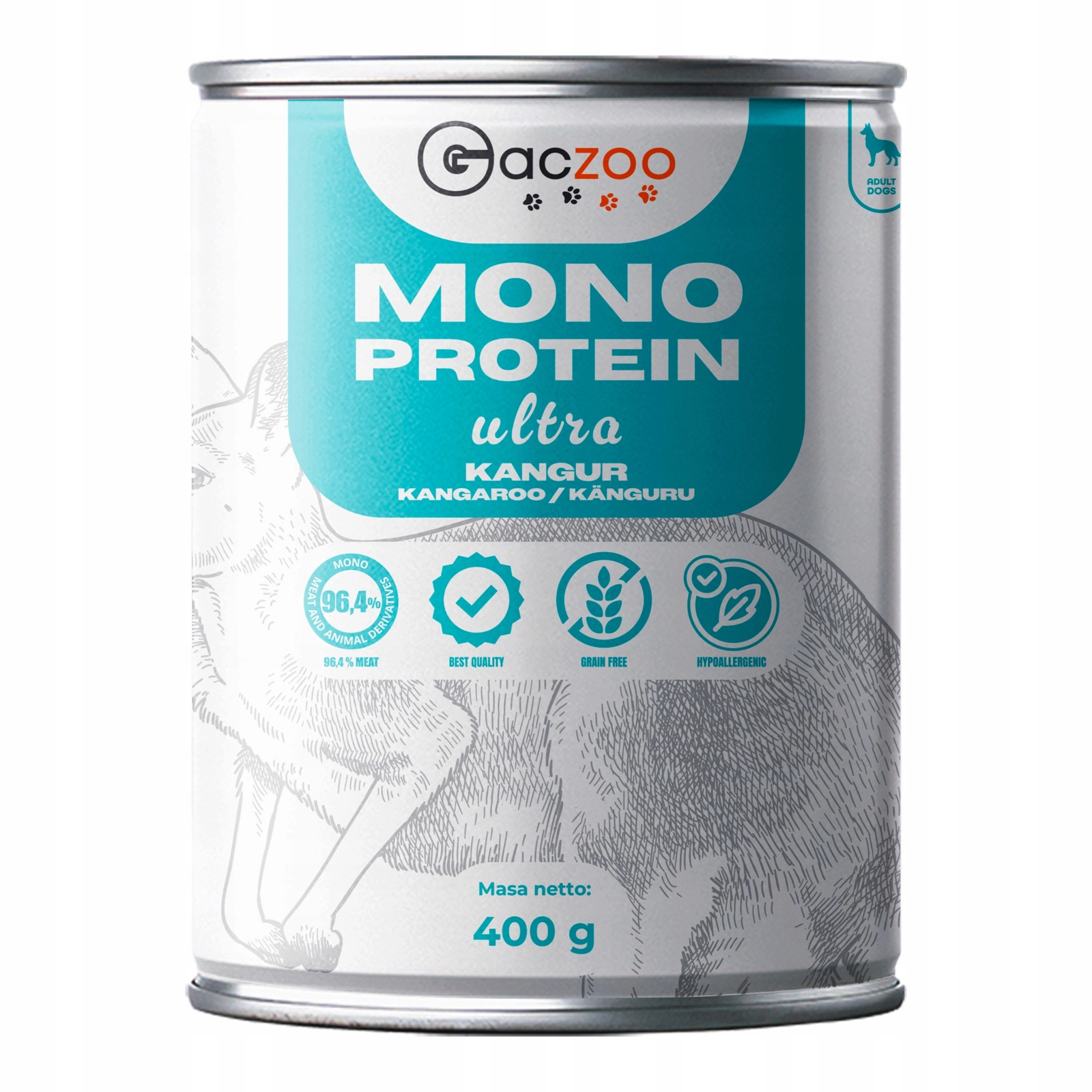 Gaczoo MONO PROTEIN monobiałkowa karma mokra dla psa mix smaków 18 x 400g 6009_2_kangur