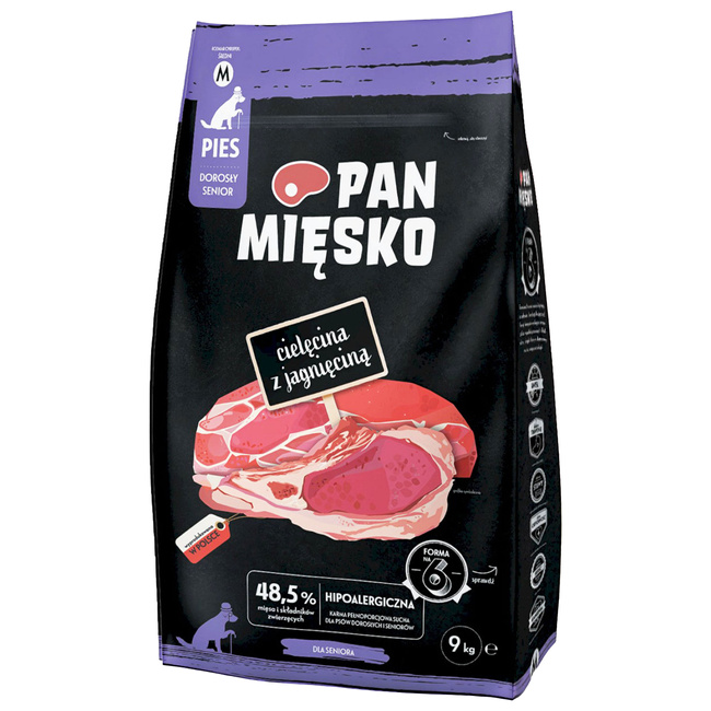 Pan Mięsko Sucha Karma dla psa seniora 9 kg M Cielęcina Jagnięcina