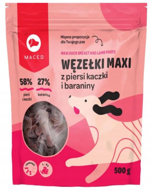 MACED WĘZEŁ MIĘKKI MAXI Kaczka Baranina Przysmak dla psa 12 cm 500g