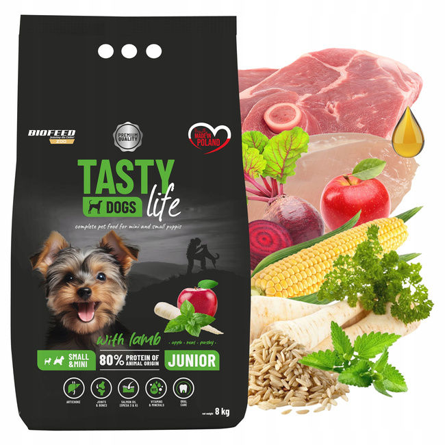 BIOFEED TASTY DOGS LIFE JUNIOR Small Jagnięcina karma dla psa sucha 8 kg