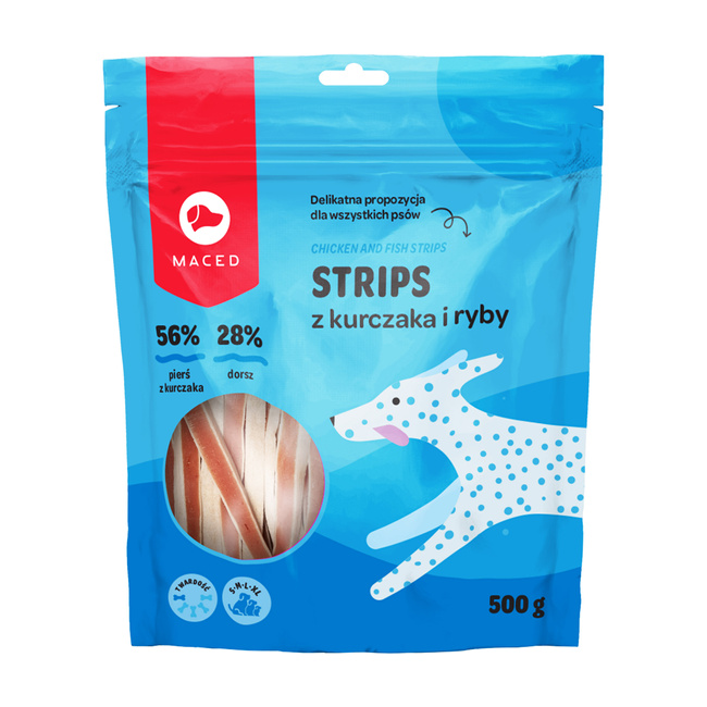 MACED Strips kurczak ryba przysmak dla psa 500g