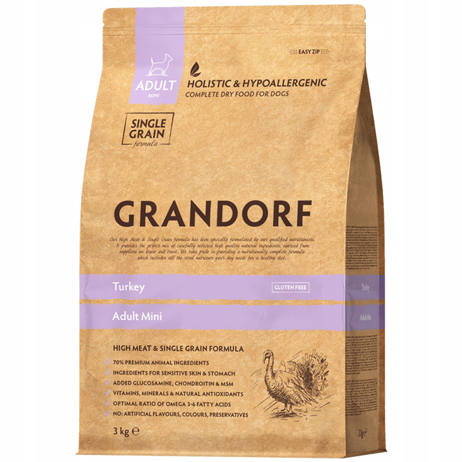 GRANDORF DOG MINI ADULT karma sucha dla psa Indyk 3 kg