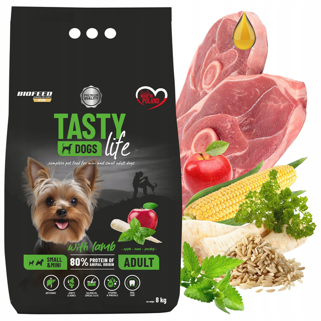 BIOFEED TASTY DOGS LIFE Small Jagnięcina karma dla psa sucha 8 kg zdrowa