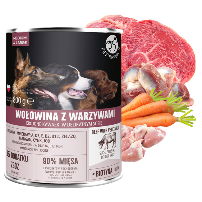 PET REPUBLIC karma mokra dla psa kawałki w sosie mix smaków 24 x 800g Bezzbożowa