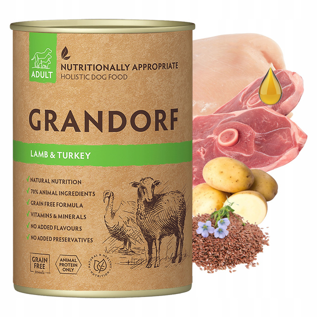 GRANDORF DOG zdrowa karma mokra dla psa mix smaków 8 x 400g Bezzbożowa