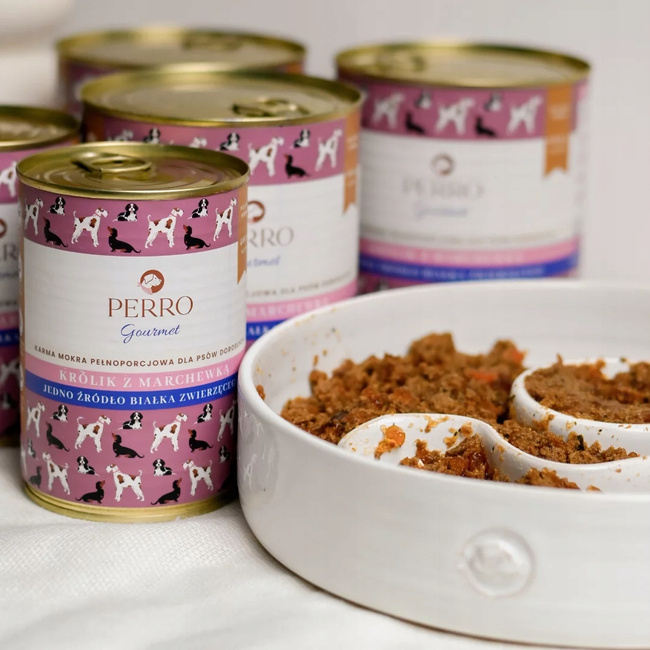 PERRO Gourmet monobiałkowa mokra karma dla psa Królik z marchewką 800g