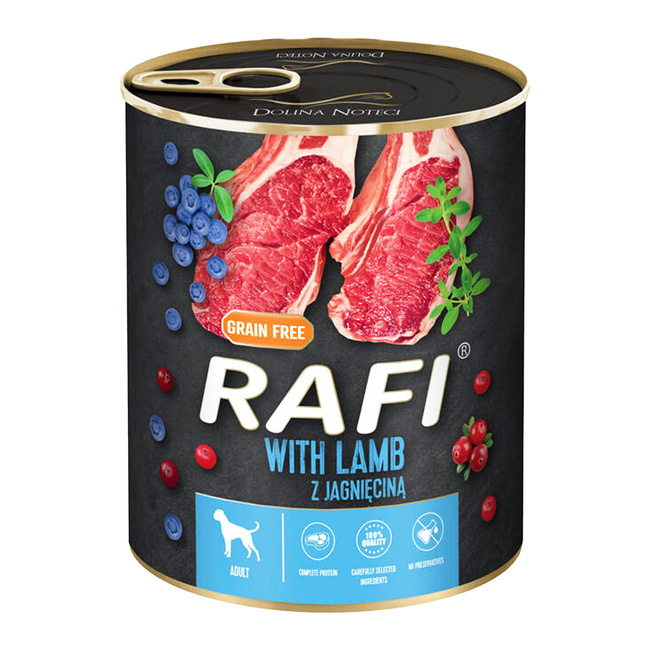 DOLINA NOTECI RAFI Karma mokra dla psa Jagnięcina 800g Bezzbożowa