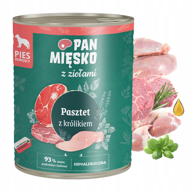 PAN MIĘSKO z Ziołami Karma mokra dla psa Pasztet mix smaków 24 x 800g