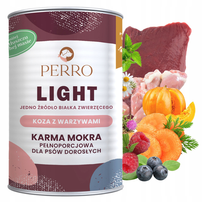 PERRO Light Monobiałkowa karma mokra dla psa mix smaków 28 x 400g