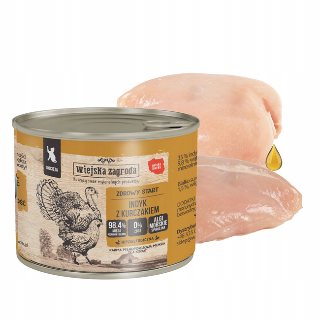 WIEJSKA ZAGRODA mokra karma dla Kociąt 12 x 200g mix smaków