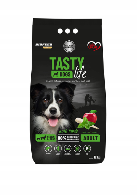 BIOFEED TASTY DOGS LIFE Medium Large Jagnięcina karma dla psa sucha 12 kg