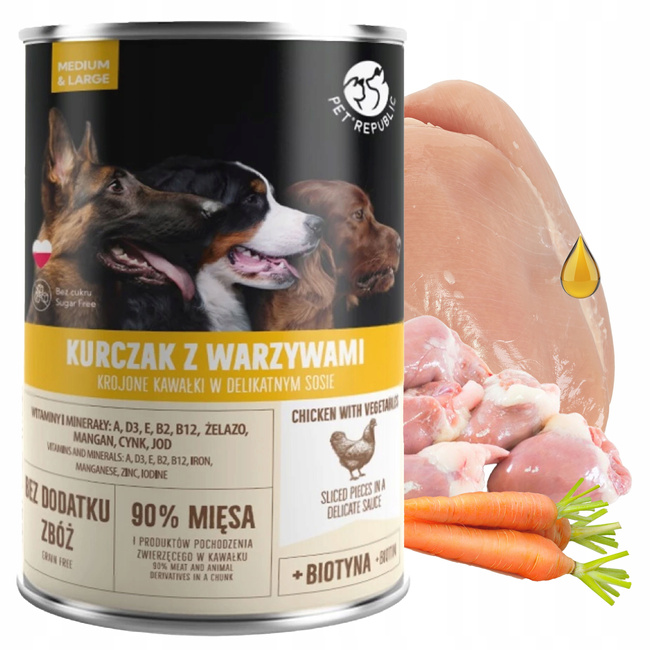 PET REPUBLIC kawałki w sosie Kurczak z Warzywami karma dla psa mokra 1250g