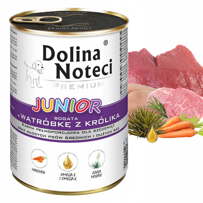 DOLINA NOTECI JUNIOR Karma mokra dla szczeniąt mix smaków 50 x 400g