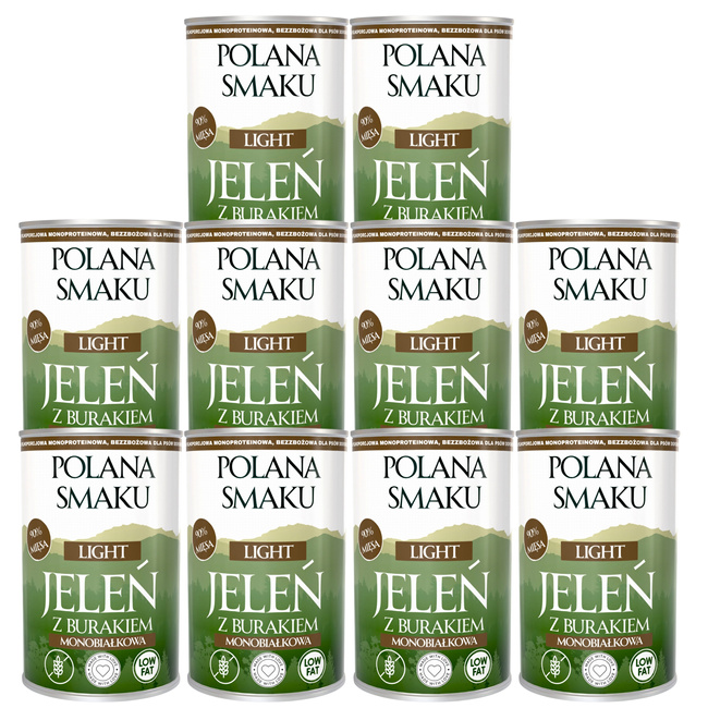 Mokra karma monobiałkowa dla psa Polana Smaku Jeleń burak 10 x 400g