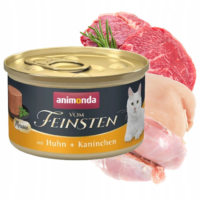 Animonda Vom Feinsten Mousse mokra karma dla kota 12 x 85g kurczak królik