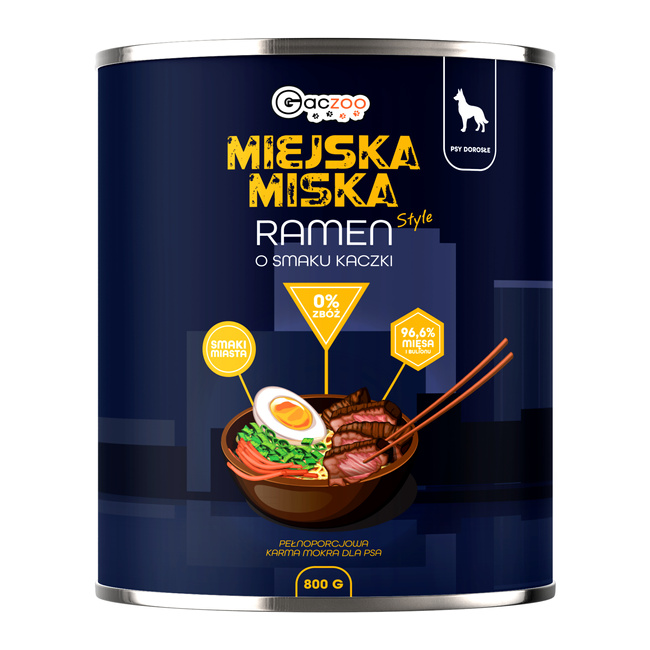 Gaczoo Miejska Miska bezzbożowa karma mokra dla psa Ramen 800g