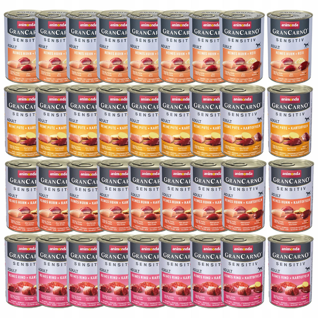ANIMONDA GranCarno Sensitive karma mokra dla psa Mix Smaków 36 x 400g