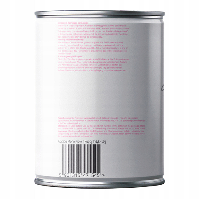 Gaczoo Mono Protein Puppy karma mokra dla szczeniąt Indyk 6 x 400g