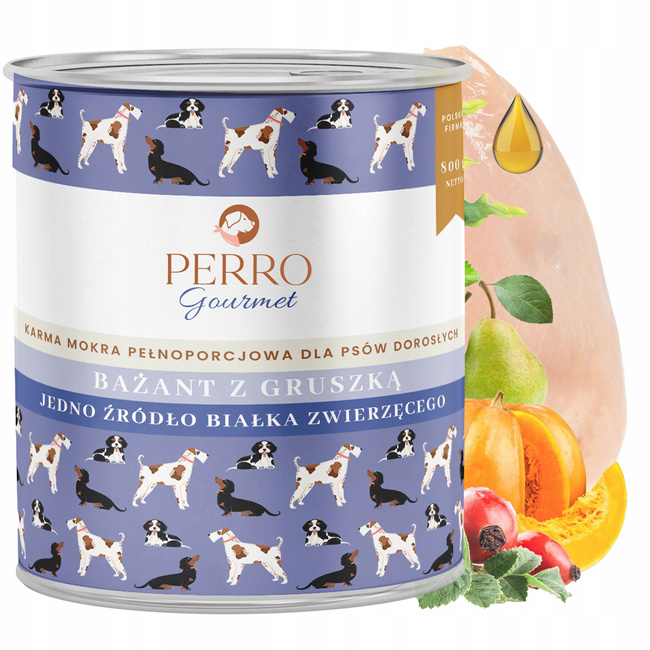 Perro Gourmet Monobiałkowa Karma Mokra Bażant z Gruszką 800g dla Psa