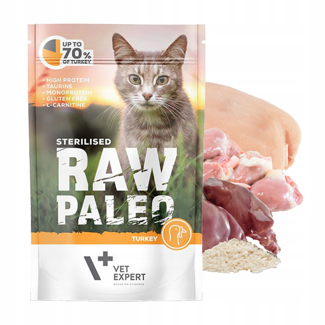 Raw Paleo Sterilised Karma mokra dla kota mix smaków 6 x 100g Bezzbożowa
