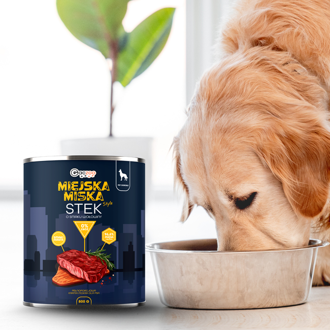 Gaczoo Miejska Miska bezzbożowa karma mokra dla psa Stek Wołowy 800g