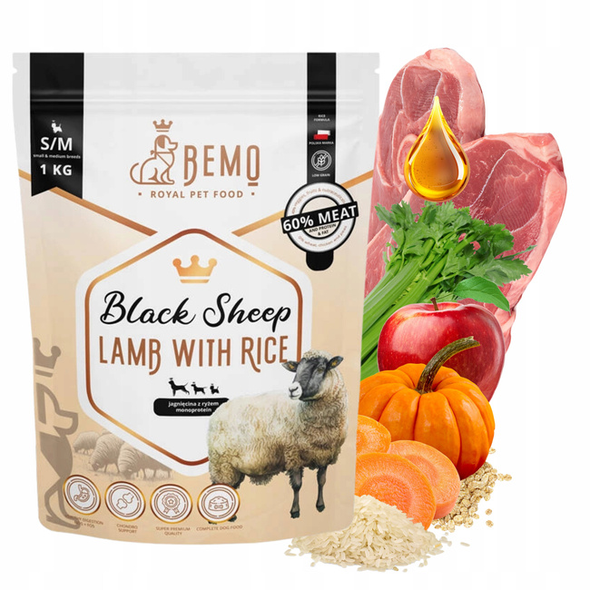 BEMO SENSITIVE Black Sheep Karma sucha dla psa małe i średnie rasy S/M 1 kg