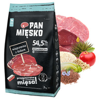 Pan Mięsko Karma dla psa sucha 3 kg XL Wieprzowina Dzik