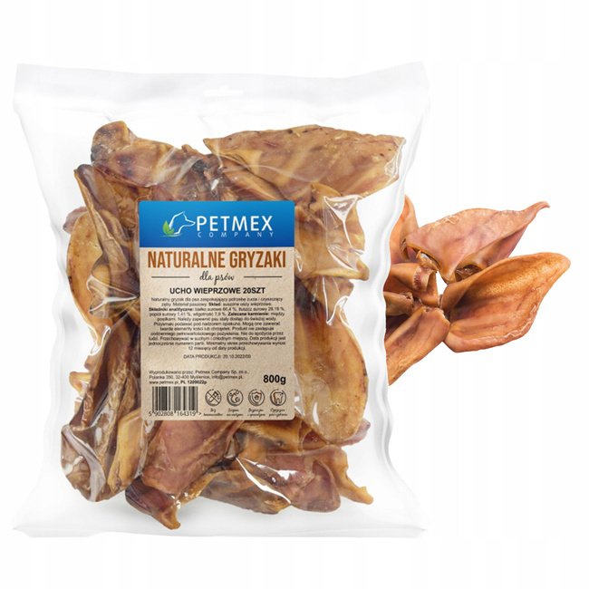 PETMEX Ucho Wieprzowe Naturalny Gryzak dla psa 20szt