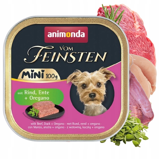 ANIMONDA Vom Feinsten Mini mokra karma dla psa 100g Wołowina Kaczka Oregano