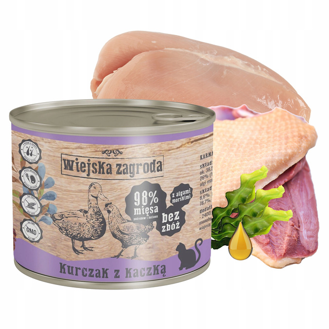 WIEJSKA ZAGRODA Karma mokra dla kota mix smaków 24 x 200g Bezzbożowa