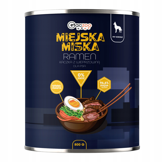 Gaczoo Miejska Miska bezzbożowa karma mokra dla psa Ramen 6 x 800g