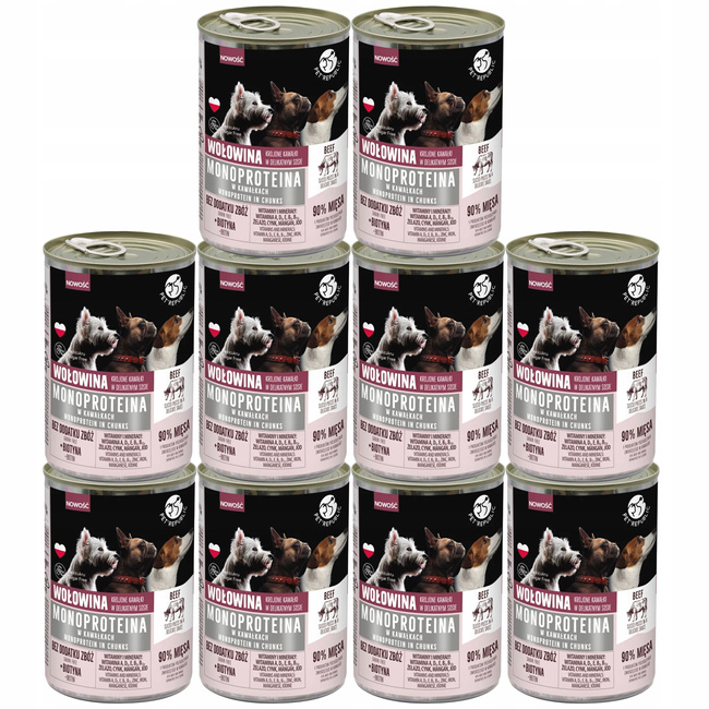 PET REPUBLIC Mono Protein kawałki Wołowina karma dla psa mokra 10 x 400g