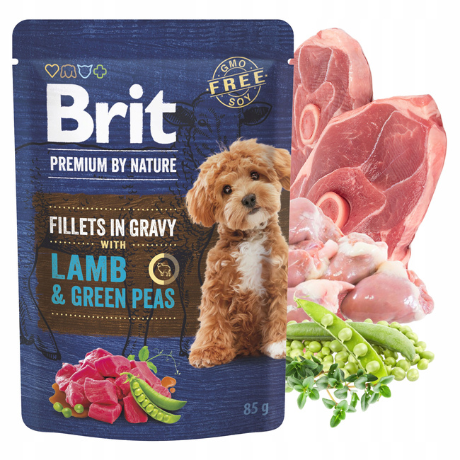 BRIT BY NATURE fileciki karma mokra dla psa Jagnięcina 85g bezzbożowa