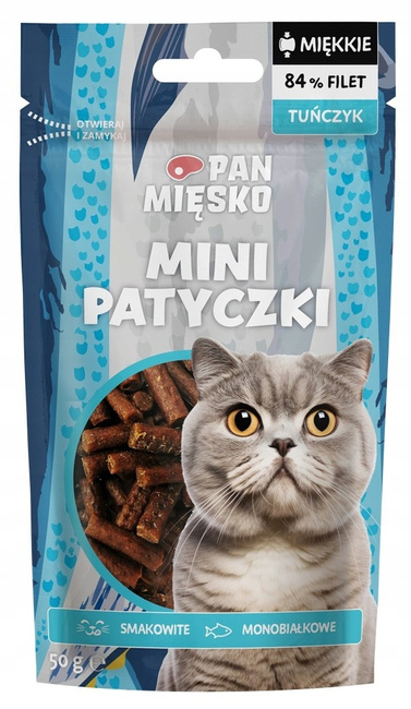 PAN MIĘSKO Mini Patyczki Naturalny Smakołyk przysmak dla kota Tuńczyk 50g