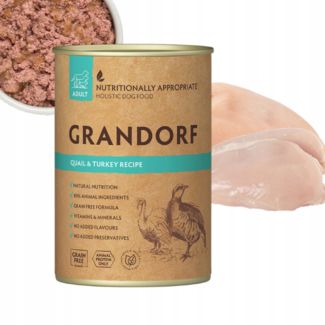 GRANDORF Zdrowa Karma mokra dla psa Przepiórka 400g