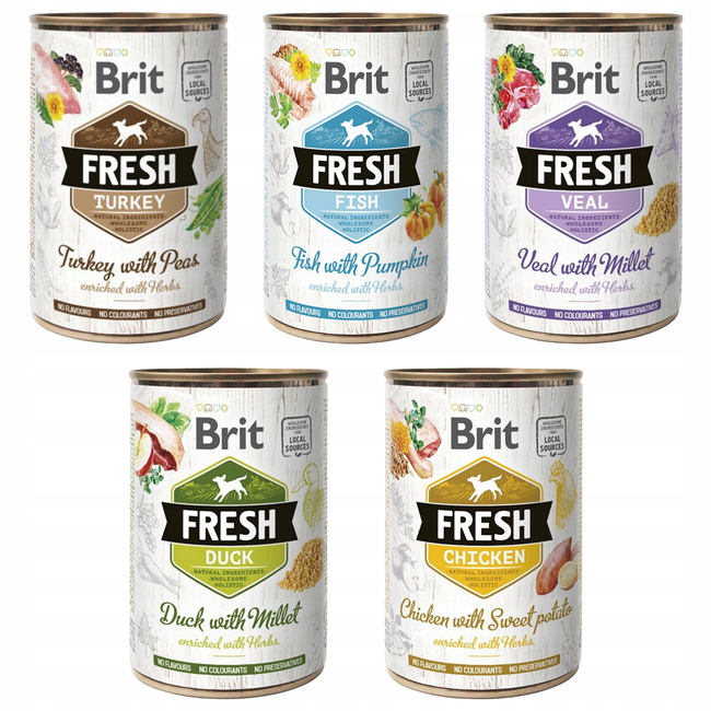 BRIT FRESH Karma mokra dla psa mix smaków 5 x 400g