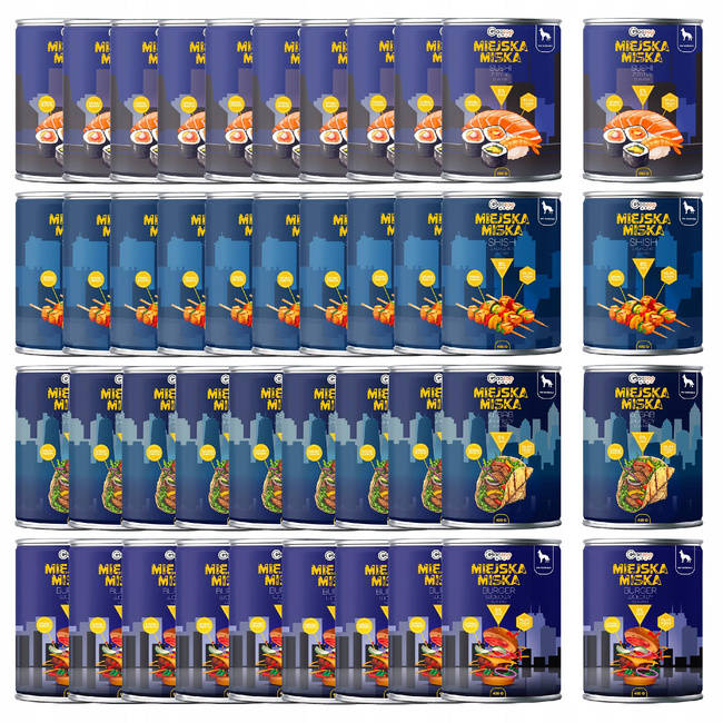 Gaczoo Miejska Miska bezzbożowa karma mokra dla psa Mix smaków 42 x 400g