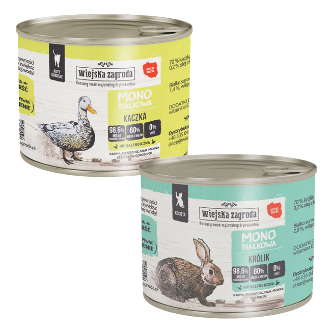 WIEJSKA ZAGRODA MONO Karma mokra dla kociąt MIX Smaku 2x200g