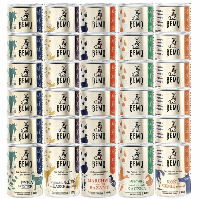 BEMO karma mokra dla psa mix smaków 30 x 400 g Monobiałkowa