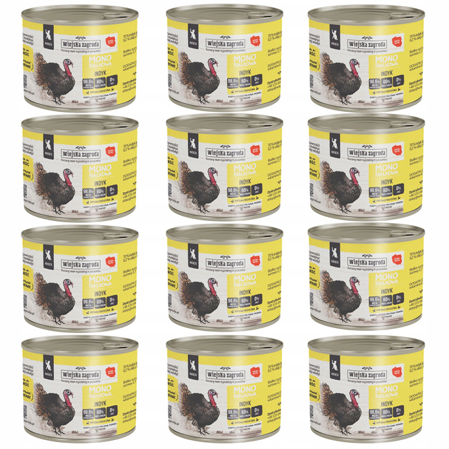 WIEJSKA ZAGRODA MONO mokra karma dla kociąt 12x200g Indyk 
