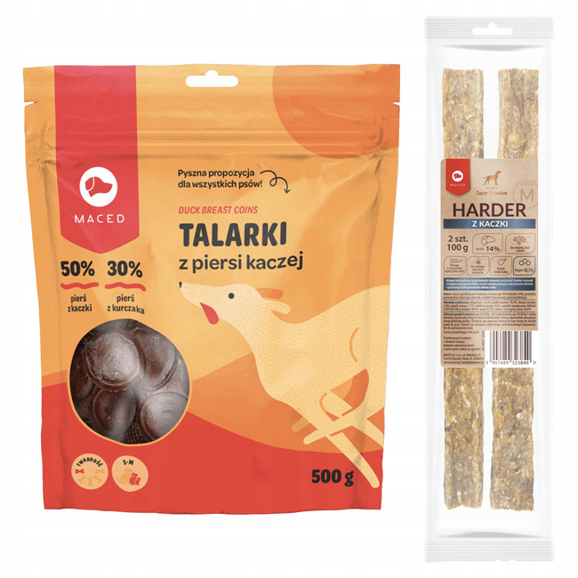 MACED Zestaw przysmaków dla psa Talarki Kaczka 500g + Harder Kaczka 2 szt