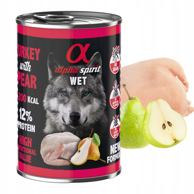 ALPHA SPIRIT Karma mokra dla psa Indyk 6 x 400g