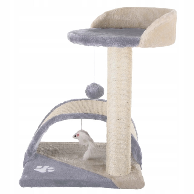 Drapak dla kota Gaczoo z podstawką i zabawką jasny szary 35 x 35 x 42 cm