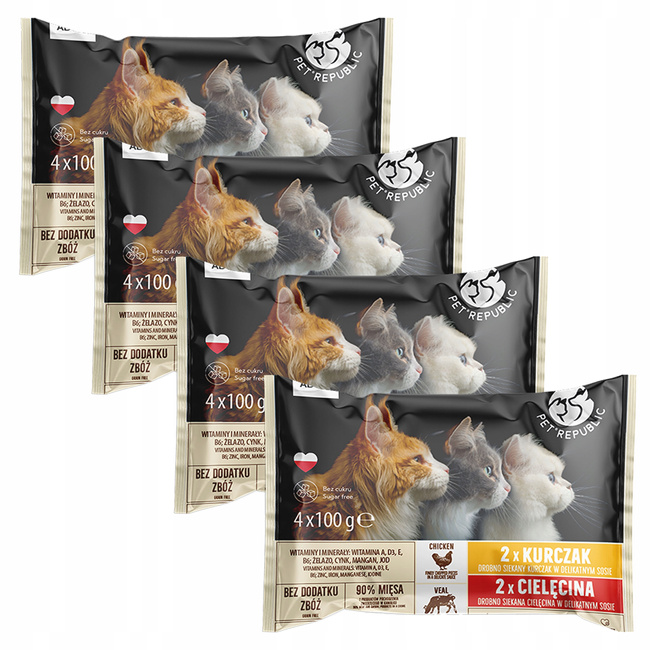 PET REPUBLIC Mix Smaków mięsny karma dla kota mokra saszetka 16 x 100g