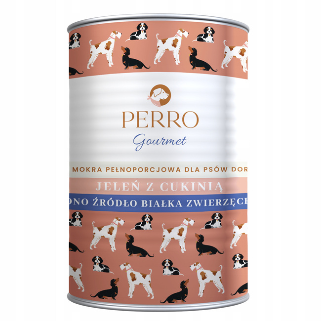PERRO Gourmet Karma mokra dla psa Jeleń z cukinią 24 x 400g