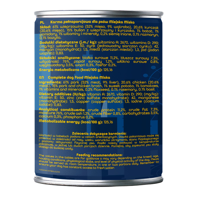 Gaczoo Miejska Miska karma mokra dla psa Shish z Kurczaka 12 x 400g