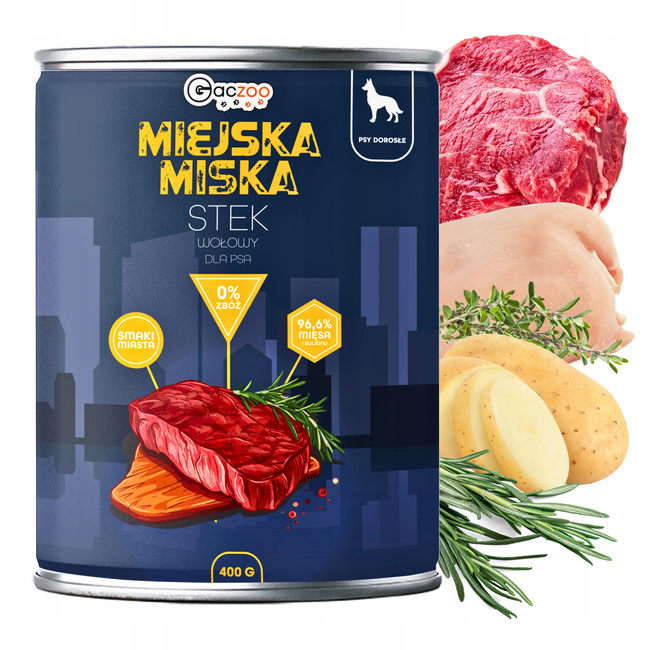 Gaczoo Miejska Miska bezzbożowa karma mokra dla psa Mix smaków 36 x 400g